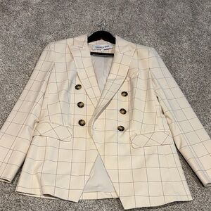 Veronica Beard Cream Plaid Blazer